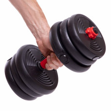 Набір гантелей зі штангою та гирями 3в1 BioGym багатофункціональний 20кг, чорний-червоний, код: LN-1100-20-S52