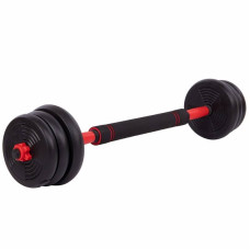 Набір гантелей зі штангою та гирями 3в1 BioGym багатофункціональний 20кг, чорний-червоний, код: LN-1100-20-S52
