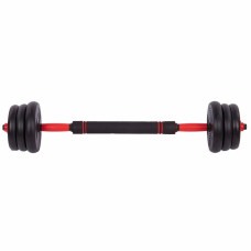 Набір гантелей зі штангою та гирями 3в1 BioGym багатофункціональний 20кг, чорний-червоний, код: LN-1100-20-S52