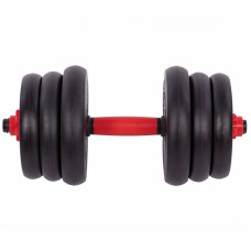 Набір гантелей зі штангою та гирями 3в1 BioGym багатофункціональний 20кг, чорний-червоний, код: LN-1100-20-S52