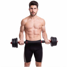 Набір гантелей зі штангою та гирями 3в1 BioGym багатофункціональний 20кг, чорний-червоний, код: LN-1100-20-S52