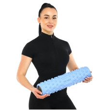Ролер масажний циліндр (ролик мфр) FitGo Grid Spine Roller, 450x105 мм, блакитний, код: FI-9388_N