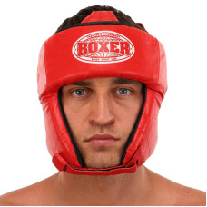 Шолом боксерський відкритий шкіряний Boxer L, червоний, код: 2027_LR-S52