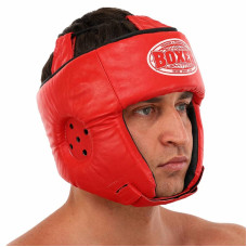 Шолом боксерський відкритий шкіряний Boxer L, червоний, код: 2027_LR-S52