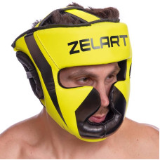 Шолом боксерський Zelart з повним захистом M лимонний-чорний, код: BO-7041_MYBK