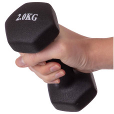 Гантель аеробна неопренова Fitnessport 1х2 кг, чорний, код: 10179-AX