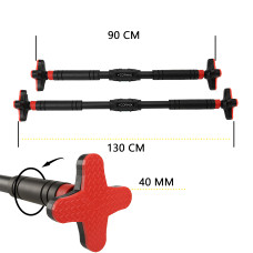 Турнік розсувний Cornix Pro+ 100-150 см, чорний-червоний, код: XR-0288
