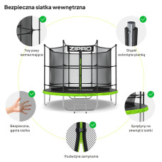 Садовий батут Zipro Jump Pro з внутрішньою сіткою 8FT 252 см, зелений-чорний, код: M-1592657-IN