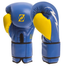 Рукавички боксерські Zelart PU 12 унцій, синій-жовтий, код: BO-1420_12_BLY-S52