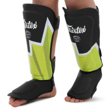Захист гомілки та стопи для єдиноборств Fairtex, розмір M, чорний-салатовий, код: BO-9486_MBKLG