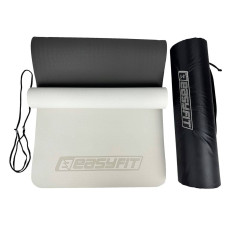 Килимок для йоги та фітнеса двошаровий EasyFit TPE+TC 6мм + Чохол сірий з чорним, код: EF-1924s-GYBK-EF