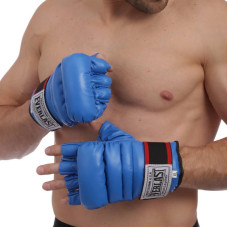 Рукавички для змішаних єдиноборств MMA шкіряні Everlast M синій, код: VL-01045_MBL