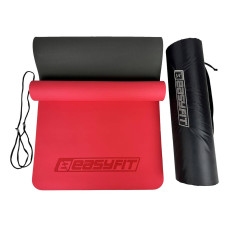 Килимок для йоги та фітнеса EasyFit двошаровий + чохол 1830х610х6мм червоний з чорним, код: EF-1924E-RB-EF