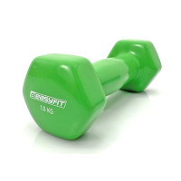 Гантель для фітнесу EasyFit із вініловим покриттям 1х1 кг, салатовий, код: EF-0010-GN
