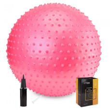 М'яч для фітнесу (фітбол) Cornix 55 см масажний Anti-Burst Pink, код: XR-0469