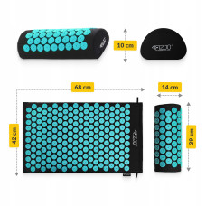 Килимок акупунктурний з валиком 4Fizjo Classic Mat Аплікатор Кузнєцова Black/Blue, код: P-5905973402385