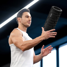 Масажний ролик Gymtek для йоги та фітнесу EVA 33х14см чорно-білий, код: 5907766663577