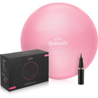 Фітбол Queenfit 65см світло-рожевий + насос, код: 5907766669982