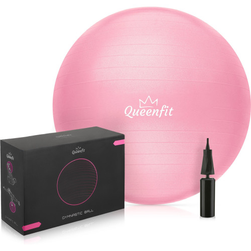 Фітбол Queenfit 65см світло-рожевий + насос, код: 5907766669982