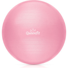 Фітбол Queenfit 65см світло-рожевий + насос, код: 5907766669982