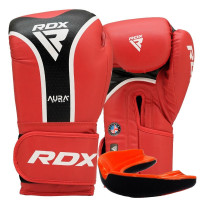 Боксерські рукавиці RDX Aura Plus T-17 12 унцій, червоний-чорний, код: BGR-T17RB-12OZ+