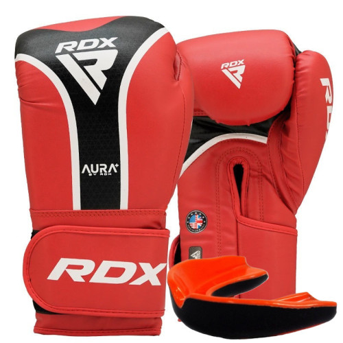 Боксерські рукавиці RDX Aura Plus T-17 12 унцій, червоний-чорний, код: BGR-T17RB-12OZ+