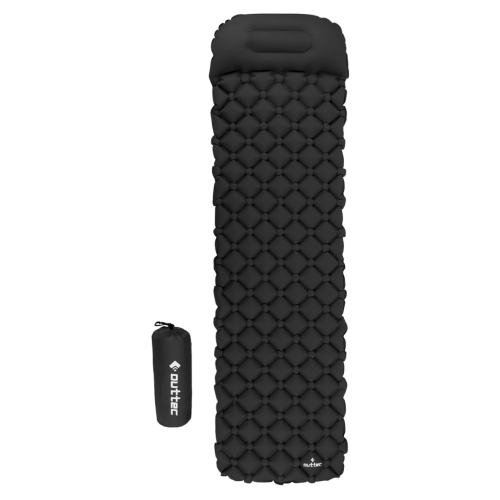 Надувний килимок Outtec 195х55х5см з подушкою соти чорний, код: 5907766665724