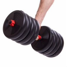 Набір гантелей зі штангою та гирями 3в1 BioGym багатофункціональний 50кг, чорний-червоний, код: LN-1100-50-S52