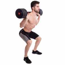 Набір гантелей зі штангою та гирями 3в1 BioGym багатофункціональний 50кг, чорний-червоний, код: LN-1100-50-S52