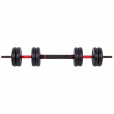Набір гантелей зі штангою та гирями 3в1 BioGym багатофункціональний 50кг, чорний-червоний, код: LN-1100-50-S52
