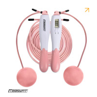 Скакалка без шнура EasyFit TwinRope з лічильником 2,8 м білий-рожевий, код: EF-1909-WP