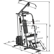 Силова станція Tectake зі штангою для жиму лежачи, код: M-9871705-IN