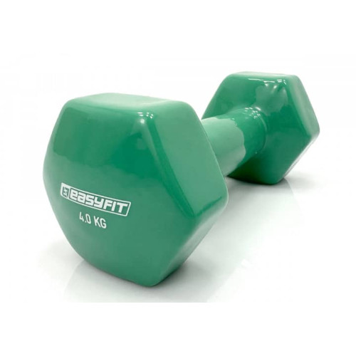 Гантель для фітнесу EasyFit з вініловим покриттям, 1х4 кг, зелений, код: EF-0040-G-EF