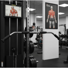 Ручка для верхньої тяги York Fitness 91см вигнута з гумовими рукоятками, хром, код: 00014961361599