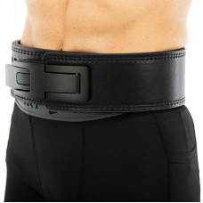 Пояс для пауерліфтингу з карабіном шкіряний Mdbuddy Weightlifting Belt XL, чорний-червоний, код: TA-3231_XLBKR