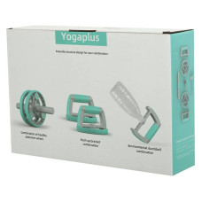 Колесо для преса 3 в 1 універсальний компактний фітнес-набір Yogaplus Multipurpose сірий-бірюзовий, код: FI-9377_T