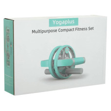 Колесо для преса 3 в 1 універсальний компактний фітнес-набір Yogaplus Multipurpose сірий-бірюзовий, код: FI-9377_T