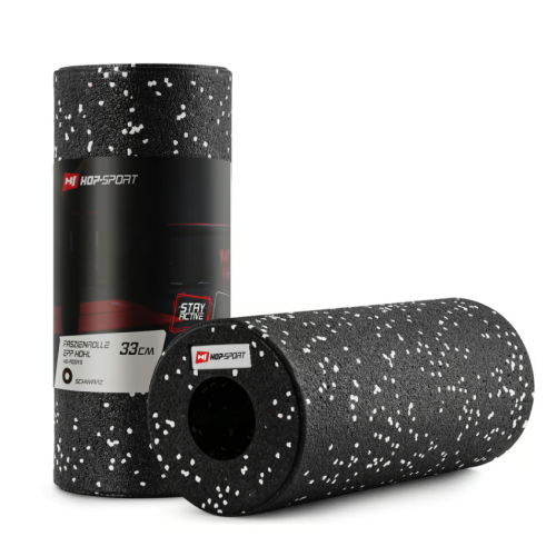 Роллер масажер (валик, ролик) гладкий Hop-Sport EPP 33см HS-P033YG чорно-білий, код: 5902308233317