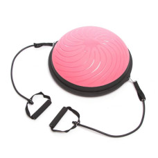 Балансировочная платформа цільна Bosu Mini з двома еспандерами 48х15 см чорний-блакитний, код: FI-1936_BKN-S52
