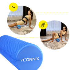 Масажний ролик Cornix EVA+ 450x150 мм, блакитний, код: XR-0304