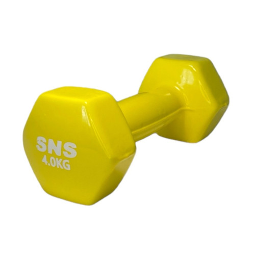 Гантель вінілова SNS 1х4 кг, жовтий, код: 12673-SNS