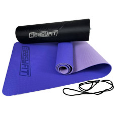 Килимок для йоги та фітнесу двошаровий EasyFit 1830х610х6 мм + чохол, бузковий зі св.бузковим, код: EF-1924E-VV
