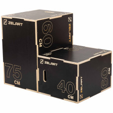 Пліобокс для кросфіту Zelart Wood Plyo Box 1шт, 75см, чорний, код: FI-4884-2