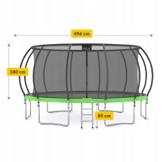 Батут із внутрішньою сіткою 4Fizjo Pro 16FT 496 см Black/Green, код: P-5907739319241