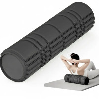 Масажний ролик WCG K3 Premium Foam Roller 42 см, 3D рельєф, EVA, до 200 кг, чорний, код: K3-FR42-BK