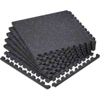 Мат-пазли DualMat 60×60×2 см (чорний/фіолетові вкраплення) — комплект 6 шт, код: W-RUB60-20-PURPLE-6-IF