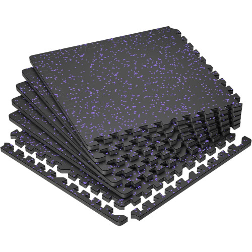 Мат-пазли DualMat 60×60×2 см (чорний/фіолетові вкраплення) — комплект 6 шт, код: W-RUB60-20-PURPLE-6-IF