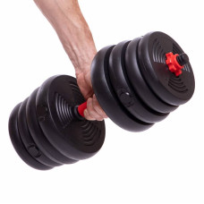 Набір гантелей зі штангою та гирями 3в1 BioGym багатофункціональний 30кг, чорний-червоний, код: LN-1100-30-S52