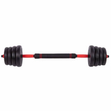 Набір гантелей зі штангою та гирями 3в1 BioGym багатофункціональний 30кг, чорний-червоний, код: LN-1100-30-S52