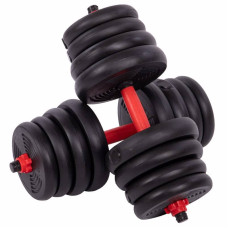 Набір гантелей зі штангою та гирями 3в1 BioGym багатофункціональний 30кг, чорний-червоний, код: LN-1100-30-S52
